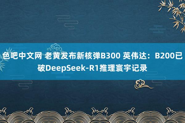 色吧中文网 老黄发布新核弹B300 英伟达：B200已破DeepSeek-R1推理寰宇记录