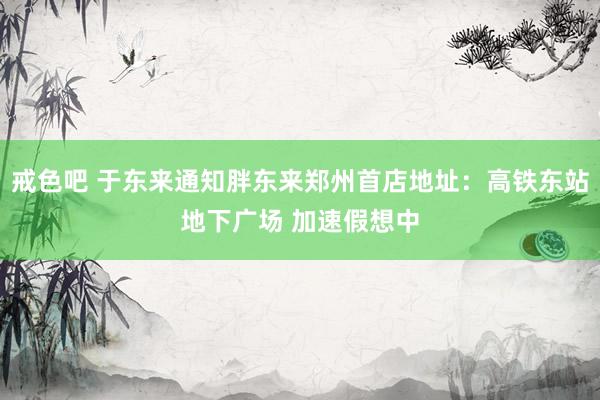 戒色吧 于东来通知胖东来郑州首店地址：高铁东站地下广场 加速假想中